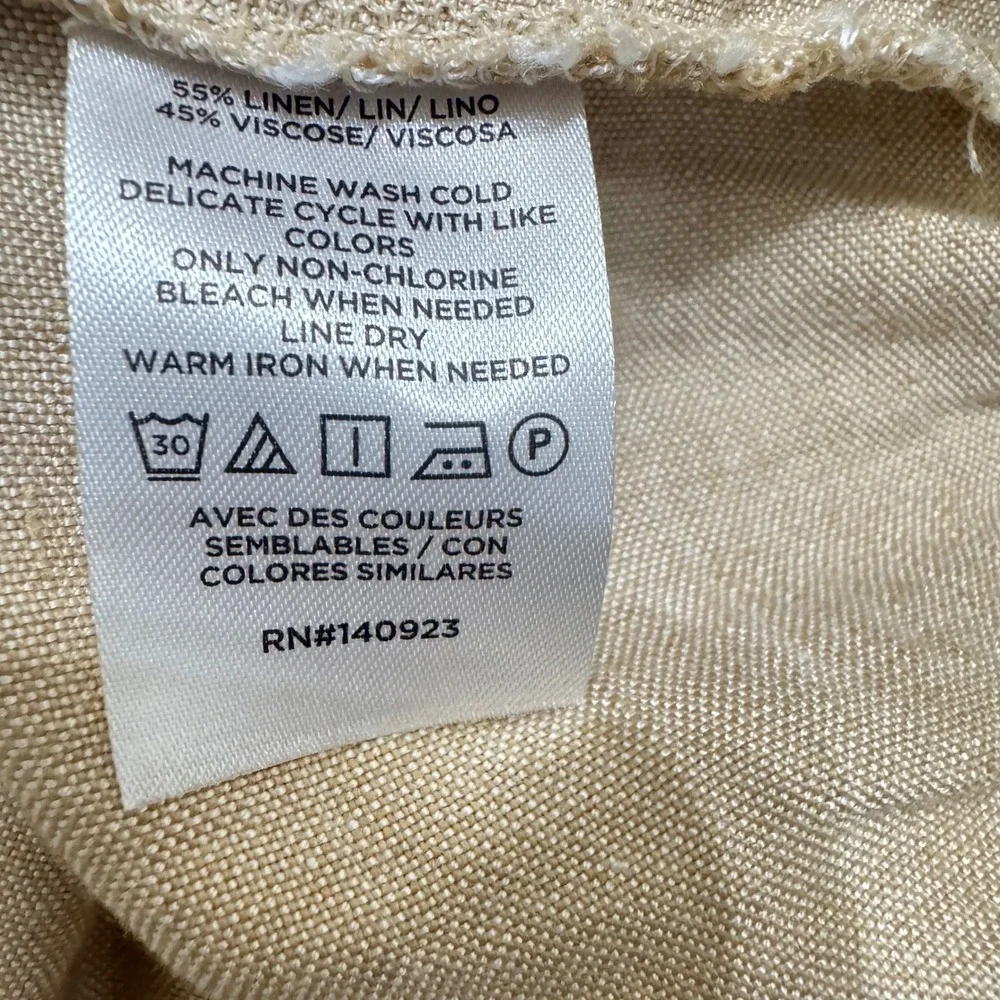 LOFT Wide Leg Linen‎ Blend Pants Womens M Tan NWT Paperbag Waist Pockets